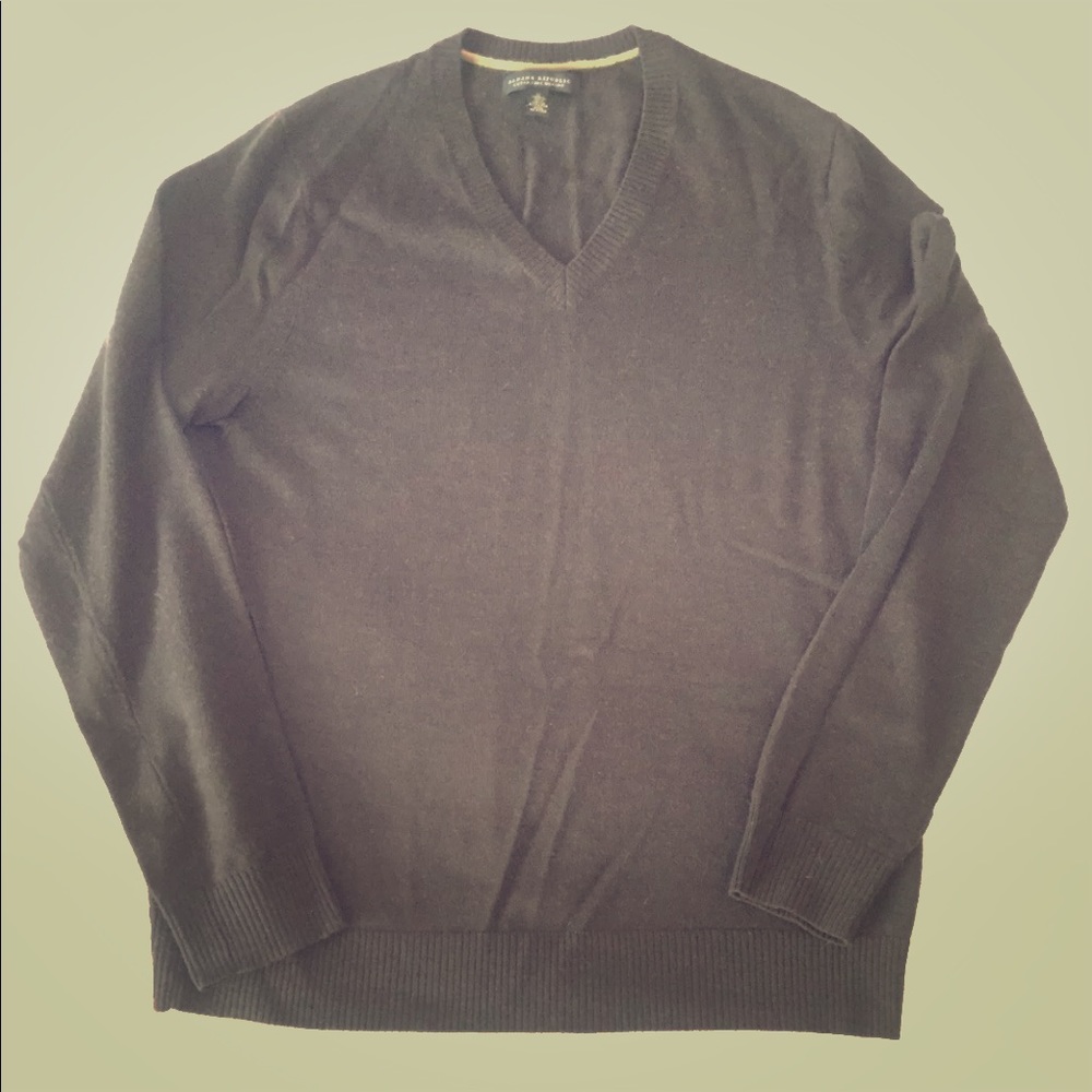 Banana Republic Brown V-neck Marino Wool Sweater